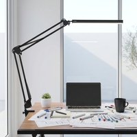 Lampe de bureau LED en aluminium avec bras articulé flexible, lumière de table LED à télécommande, intensité réglable, protection des yeux, pliable, moderne, pour bureaux et études