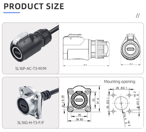 IP67 étanche type-c adaptateur câble d'extension de données LP16 M16 mâle <span class=keywords><strong>femelle</strong></span> prise d'aviation industrielle connecteur circulaire - Product Image 4