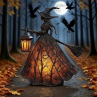 Lampe de sorcière d'Halloween, statue en résine, figurine, veilleuse LED, décoration de bureau, ornement de maison, alimenté par piles USB
