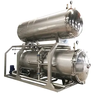Yüksek basınçlı buhar sterilizasyon tankı makinesi yatay mantar et içecek endüstriyel otoklav