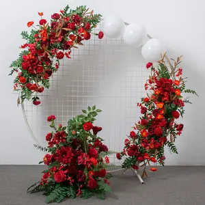High Quality 3D Artificial Silk Event Floral Rose Curtain Flower Wall Backdrop for Wedding Home Party