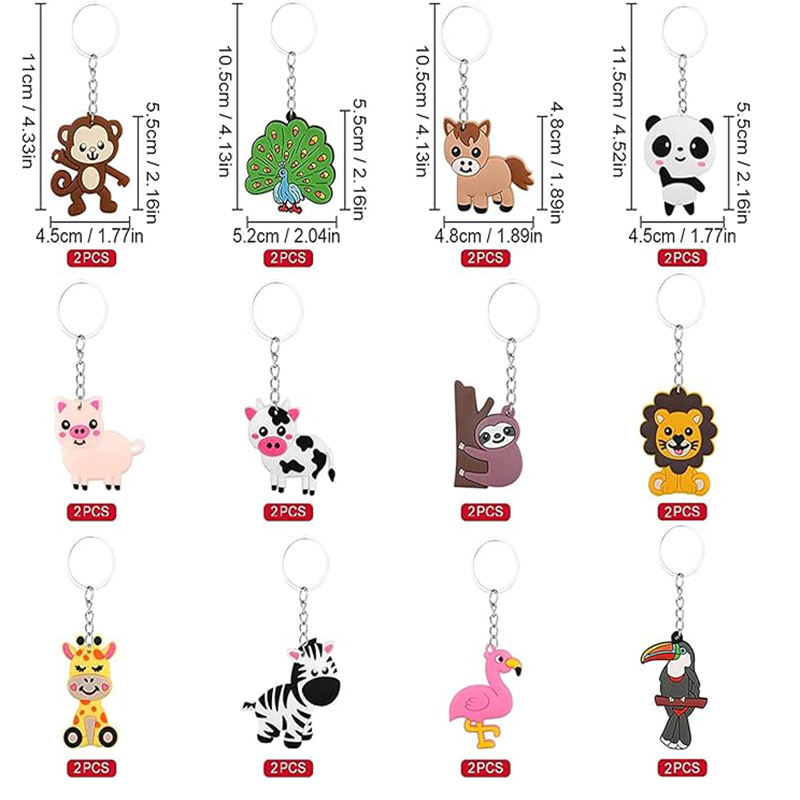 Dihua Collection Cute Jungle Animal Shape Keychains Safari Zoo Animals ...