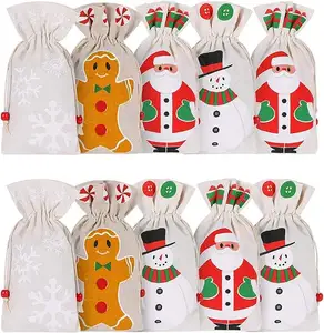 Natal Drawstring Gift Bag Serapilheira Embalagem Bolsa De Armazenamento Candy Cookie Bag Papai Noel Padrão Para Xmas Party Decoration