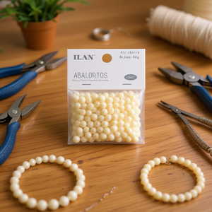 Ilan Abalorios <b>Plastic</b> Round <b>Beads</b> 4 Mm Cream Color for Jewelry Making - Product Image 2