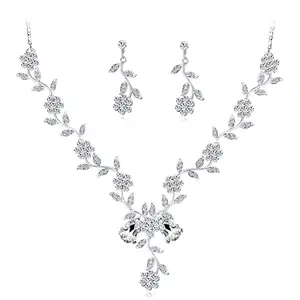 Europäische Braut Ohrringe und Halskette Schmuck Set Mode All-Match Full Diamond Halskette Anhänger Ohrring Schmuck machen Geschenk