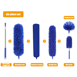 Kim loại bụi bàn chải có thể thu vào nhà Selfie Stick có thể điều chỉnh kính thiên văn mở rộng cực hộ gia đình công cụ làm sạch phụ kiện con lăn - Product Image 2