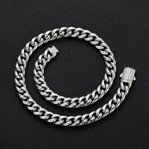Cadena de Acero Inoxidable Lisa de 12 mm, Collar con Cierre de Resorte Completo, Joyería Hip Hop, Cadena de Acero Inoxidable Tanjing - Product Image 2