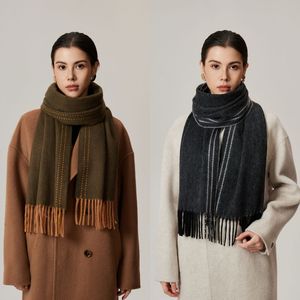 <strong>100</strong>% <strong>Wool</strong> Scarf for Women Long Autumn Winter High-end Double-sided Double-color <strong>Shawl</strong> - Product Image 4