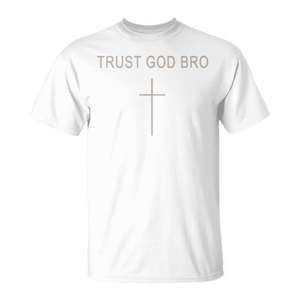 Camiseta minimalista cristiana Trust God Bro Cross para hombre - Product Image 1