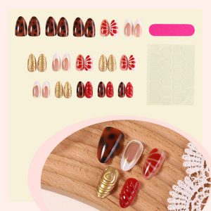 <span class=keywords><strong>Uñas</strong></span> Postizas Acrílicas de Almendra Mediana, 30 Piezas, Diseño 3D con Estampado de Leopardo, Punta Francesa, Cobertura Completa, Pre-Diseñadas, <span class=keywords><strong>Marca</strong></span> Personalizada, Reutilizables, Más Vendidas - Product Image 2