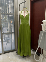 Robe plissée décontractée européenne et américaine pour femmes, robe de soirée sexy à bretelles, robe longue pour club et soirée