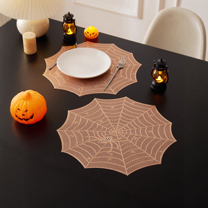 Halloween <b>Spider</b> Web Placemat Round Hollow Out Heat Insulation Mat For Party Table Decorations - Product Image 2