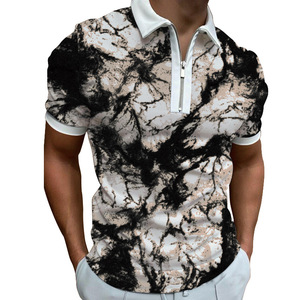 Camiseta de manga corta con cremallera Floral impresa en 3D para hombre, polo, exportación transfronteriza, nueva colección de primavera, informal, suelta, 180 gramos - Product Image 2