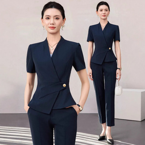 Navy Blue Women's Suit Set Three-Quarter Sleeve Professional Workwear Business Commute Interview Uniform Summer 2026 - Product Image 1