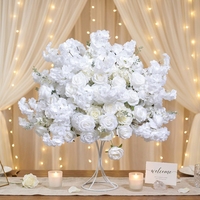 Offre Spéciale – Centre de Table Artificiel en Soie Style Européen, Rose Blanche, Delphinium et Fleur de Cerisier pour Mariage