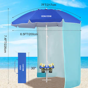 <span class=keywords><strong>Parasol</strong></span> <span class=keywords><strong>de</strong></span> plage pliable moderne en polyester résistant aux UV 50+, avec <span class=keywords><strong>table</strong></span> portable, logo personnalisé, cadre en aluminium et rideau latéral - Product Image 3