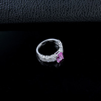 S925 Silber Smaragdschliff Rhodium-Plattierter Klassischer Romantischer Labor-Gezüchteter Paraiba Rosa Saphir Damen Edelstein Ehering