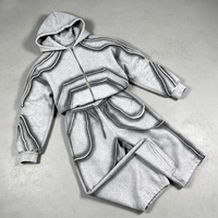 Ensemble de survêtement streetwear pour homme de haute qualité, broderie personnalisée, impression directe, sweat à capuche zippé et pantalon de survêtement, vêtements de sport