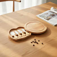 Planche à découper en bois écologique chinoise pas chère avec tiroir coulissant et plateau à fromage rond, compatible lave-vaisselle, avec ensemble de couteaux