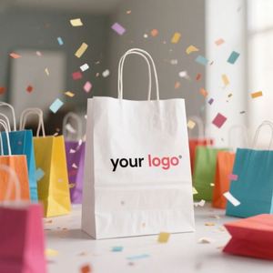 Sac de shopping en papier kraft de luxe personnalisé, écologique, durable, avec poignée en ruban, réutilisable, recyclable, promotionnel, pour supermarché - Product Image 2