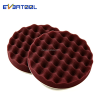 Tampon de polissage en mousse gaufrée marron EVERTOOL, fixation auto-agrippante, pour polisseuse de voiture DA RO