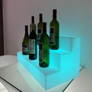 24-inch 3-traps 3-laags LED verlichte plastic displaystandaard moderne gloeiende wijnfleshouder voor beurzen, bars, thuis en wijnkelders - Product Image 4
