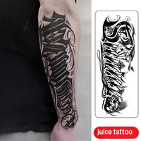 Pegatinas de tatuajes temporales no reflectantes inspiradas en jugos de hierbas, ecológicas, de papel, para antebrazo/brazo completo de hombre, venta al por mayor transfronteriza