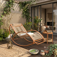 Fauteuil à bascule en métal Meiqi, coussins modernes inclus, résistant aux UV, portable, pour hôtel, salon, extérieur, patio, jardin, balcon