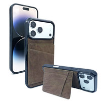 Étui de téléphone en cuir PU à double pochette pour cartes, avec fentes intégrées, portefeuille arrière fin et bord de caméra surélevé pour iPhone 18/17