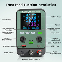 Alimentation électrique régulée variable DC KUAIQU en gros pour usine, 12V 24V 30V 5A, pour test de cartes de circuits/détection de courts-circuits