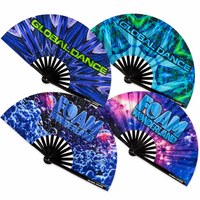 Éventails pliants en bambou noir avec logo personnalisé, 13 pouces, pour festivals de danse, fêtes à la mousse, cadeau promotionnel pour événements
