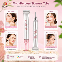 Tube cosmétique en alliage d'aluminium avec applicateur à bille, finition argent brillant, impression personnalisée, 5ml 10ml 15ml, tube à col long pour crème contour des yeux