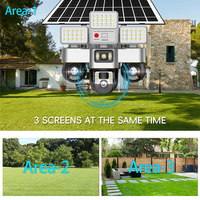 Caméra de sécurité sans fil extérieure 4G à 3 objectifs 3PTZ 6MP avec éclairage LED solaire, suivi IA, vision nocturne, détection de mouvement, étanche IP66