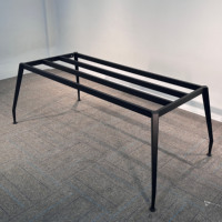 Table à manger en mélamine de style moderne du milieu du siècle avec pieds en métal, design industriel rétro, forme rectangulaire, meubles pour la maison, 6 places