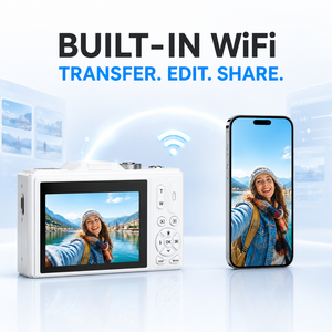 <span class=keywords><strong>Appareil</strong></span> <span class=keywords><strong>photo</strong></span> numérique avec capteur CMOS 75MP 4K, zoom optique 12x, double objectif télescopique, WiFi, autofocus, écran 2-3 pouces, image électronique - Product Image 5