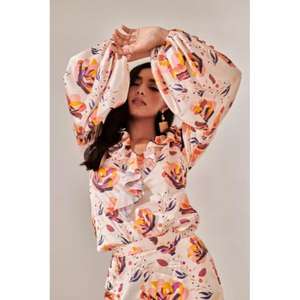 ชุดเซ็ตผ้าซาตินสวิสพิมพ์ลายดอกไม้สำหรับผู้หญิง ชุดเซ็ตสองชิ้นสุดหรู ดีไซน์เรียบหรู ดูมีสไตล์ สวมใส่สบาย - Product Image 6