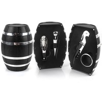 Ensemble cadeau 5 pièces pour bouteille de vin : tire-bouchon à manche en bois rouge, verseur et kit d'accessoires ouvre-bouteille en plastique