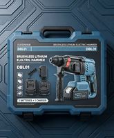 Marteau perforateur rotatif sans fil sans balais 21V, perceuse à percussion à batterie lithium pour le perçage du béton et de la maçonnerie, kit 2 batteries