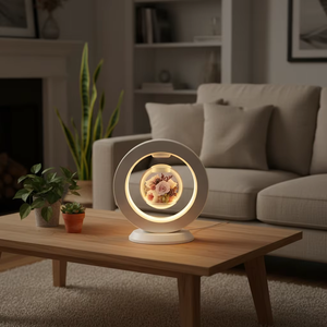 โคมไฟลอยแม่เหล็ก LED ทำมือ ของขวัญวันวาเลนไทน์วันแม่ พร้อมดอกกุหลาบอมตะในแจกันลอยได้ - Product Image 5