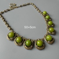 Ensemble de bijoux élégants pour femmes, couleur verte vintage incrustée, collier et boucles d'oreilles