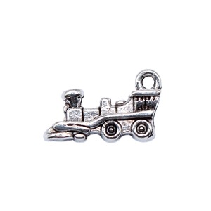 Ciondolo a forma di locomotiva a vapore 10x18mm in lega di zinco color argento antico per appassionati di ferrovie, tirazip - Product Image 3