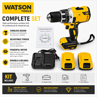 Kit de perceuse sans fil avec batterie au lithium, perceuse électrique avec 2 batteries et chargeur, fabrication OEM ODM, vente en gros
