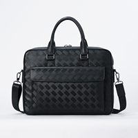 Porte-documents en cuir véritable de luxe pour homme, personnalisé et gaufré, sacoche d'ordinateur portable 15,6 pouces, sac messager d'affaires à bandoulière