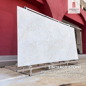 Dalle <span class=keywords><strong>en</strong></span> pierre frittée blanche 3200x1600mm, 12mm, aspect marbre Appennino, polie, grand format, panneau <span class=keywords><strong>en</strong></span> porcelaine pour mur, sol, plan de travail - Product Image 1