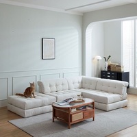 Ensemble de canapés modulaires en tissu velours capitonné, style minimaliste, canapé d'angle convertible pour hôtel, appartement, salon