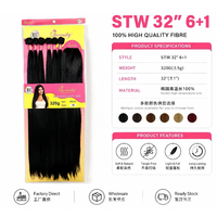 Nouveauté : ensemble bandeau perruque 6+1 en fibre haute température de 32 pouces, adapté aux femmes, livraison directe usine