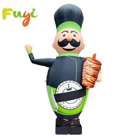 Danseur d'air Tissu nylon Gonflable Main agitée Chef Chef Shawarma gonflable Chef pour restaurant Gonflable Bienvenue