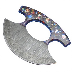 Handmade Damascus Chef Ulu <b>Knives</b> with Curved Blade Eco-Friendly <b>Bone</b> <b>Handle</b> & Leather Sheath Fixed blade Ulu Knifes - Product Image 3