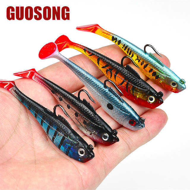 Soft Bait Rubber Fishing Lure 50/80/110mm Artificial Sinking Swimbait T Tail Vibe Jig Head Fishing Tackle Goods for Bass Pike