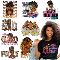 Desain Transfer Panas DTF Wanita Afro Hitam Grosir Siap Tekan untuk Kaos, Sweatshirt, Dekorasi Pakaian DIY